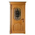 South Africa Teak Contemporary Laser Natural Wood Flower Solid Wood  Door For Interior Bedroom